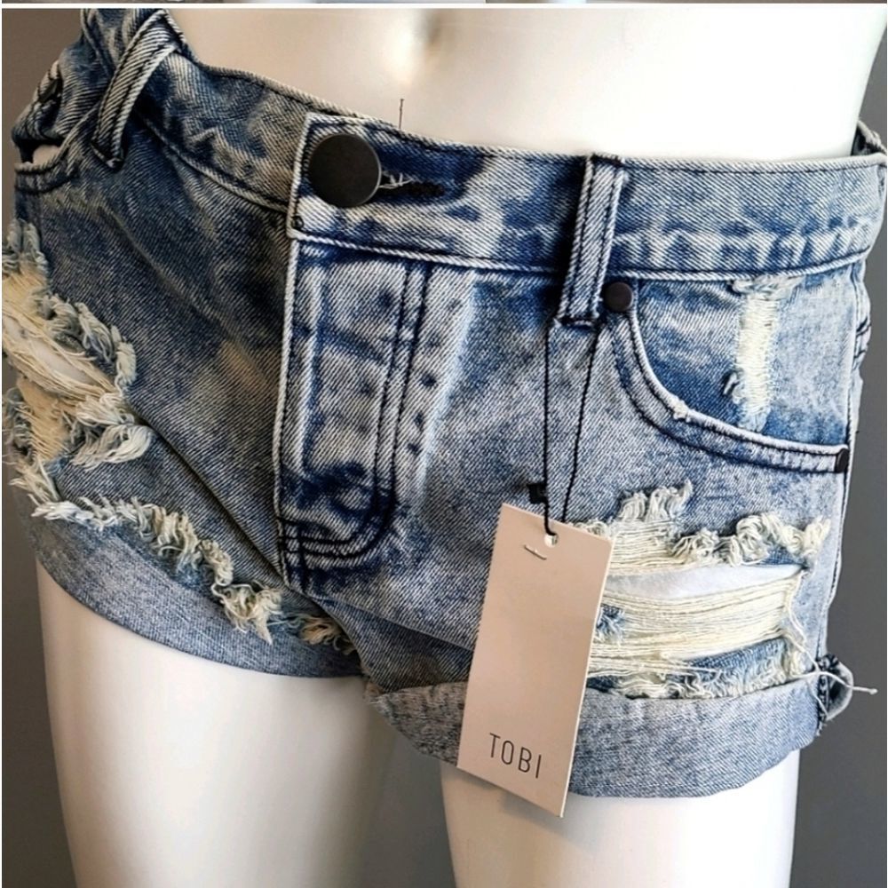 TOBI Distressed Jean Shorts Womens Size 27 NEW WITH TAGS - Picture 5 of 10
